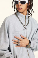 Heavyweight Fleece Zip-Up Hoodie - Flower Gray