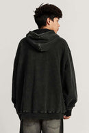 Heavyweight Washed Number-Graphic Cotton Pullover Hoodie in Fried Snowflakes - back product view