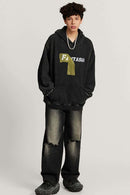 Heavyweight Washed Number-Graphic Cotton Pullover Hoodie in Fried Snowflakes - full-length front modeled view
