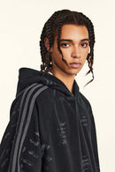 Distressed Paint-Splatter Pullover Hoodie - Black