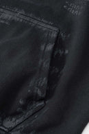 Distressed Paint-Splatter Pullover Hoodie - Black