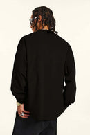 Crossed-Scissors Graphic Long-Sleeve Tee in Black - back product view