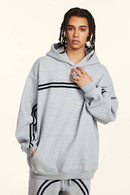 Washed Fleece Graphic Hoodie - Flower Gray