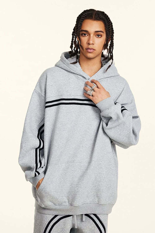 Washed Fleece Graphic Hoodie - Flower Gray