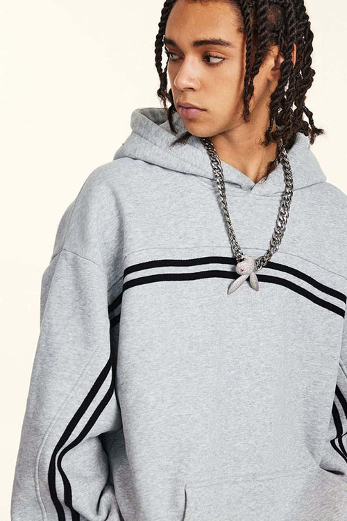 Washed Fleece Graphic Hoodie - Flower Gray