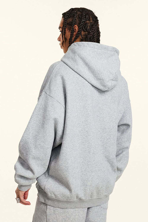 Washed Fleece Graphic Hoodie - Flower Gray
