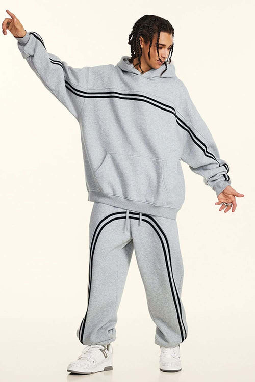 Washed Fleece Graphic Hoodie - Flower Gray