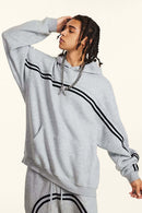 Washed Fleece Graphic Hoodie - Flower Gray