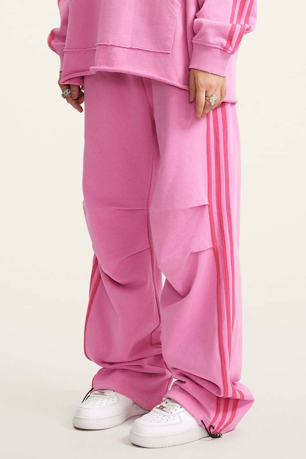 Vintage Heavyweight Wide-Leg Track Pants with Triple Stripe Detail