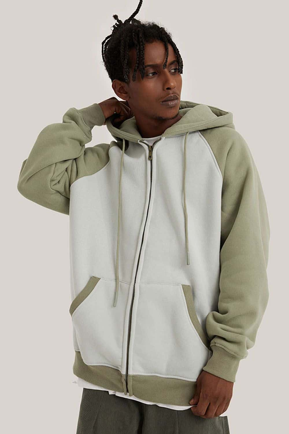 Contrast Color Block Oversized Hoodie with Drop Shoulder Design