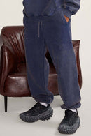 Washed Fleece Jogger Sweatpants - Royal Blue