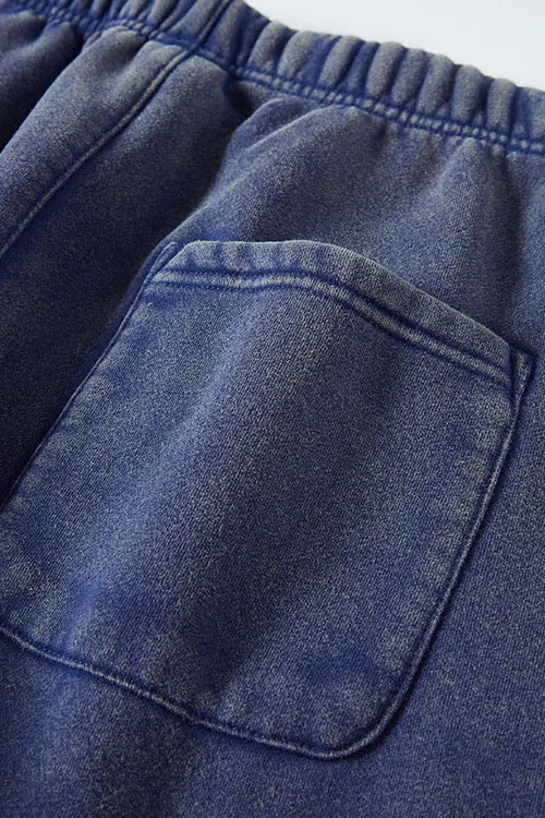 Washed Fleece Jogger Sweatpants - Royal Blue