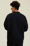 Heavyweight Brushed Fleece Relaxed Crew-Neck Sweatshirt in Black - back modeled view