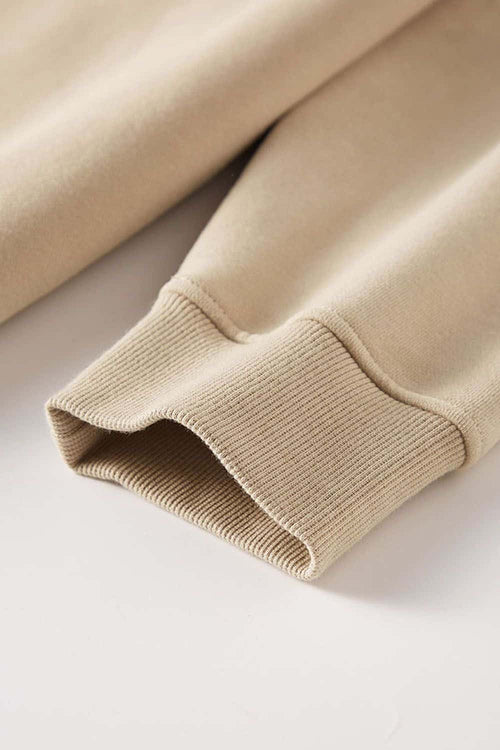 Heavyweight Brushed Fleece Relaxed Crew-Neck Sweatshirt in Khaki - cuff detail