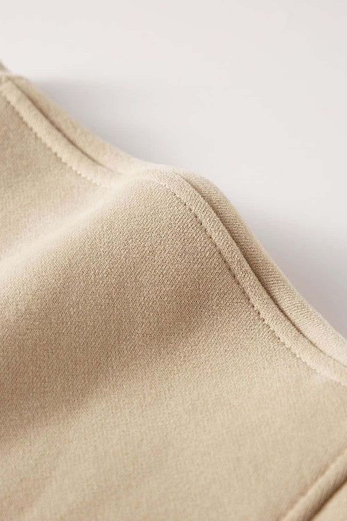 Heavyweight Brushed Fleece Relaxed Crew-Neck Sweatshirt in Khaki - seam and stitching detail