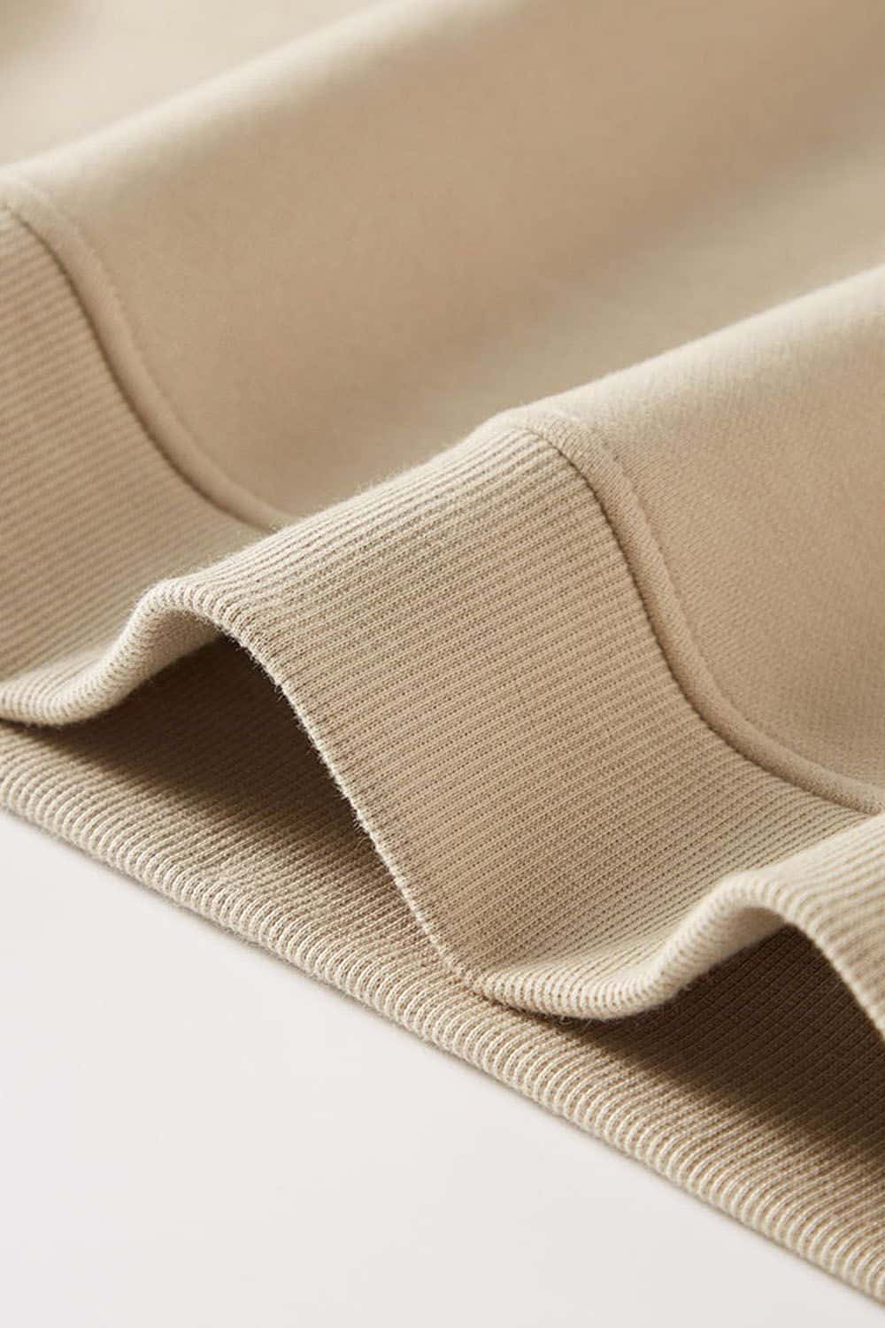 Heavyweight Brushed Fleece Relaxed Crew-Neck Sweatshirt in Khaki - cuff and hem detail