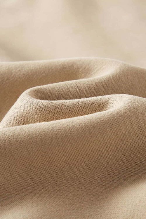 Heavyweight Brushed Fleece Relaxed Crew-Neck Sweatshirt in Khaki - fabric texture close-up
