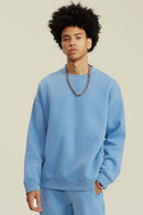 Heavyweight Brushed Fleece Relaxed Crew-Neck Sweatshirt in Smalt - front modeled view
