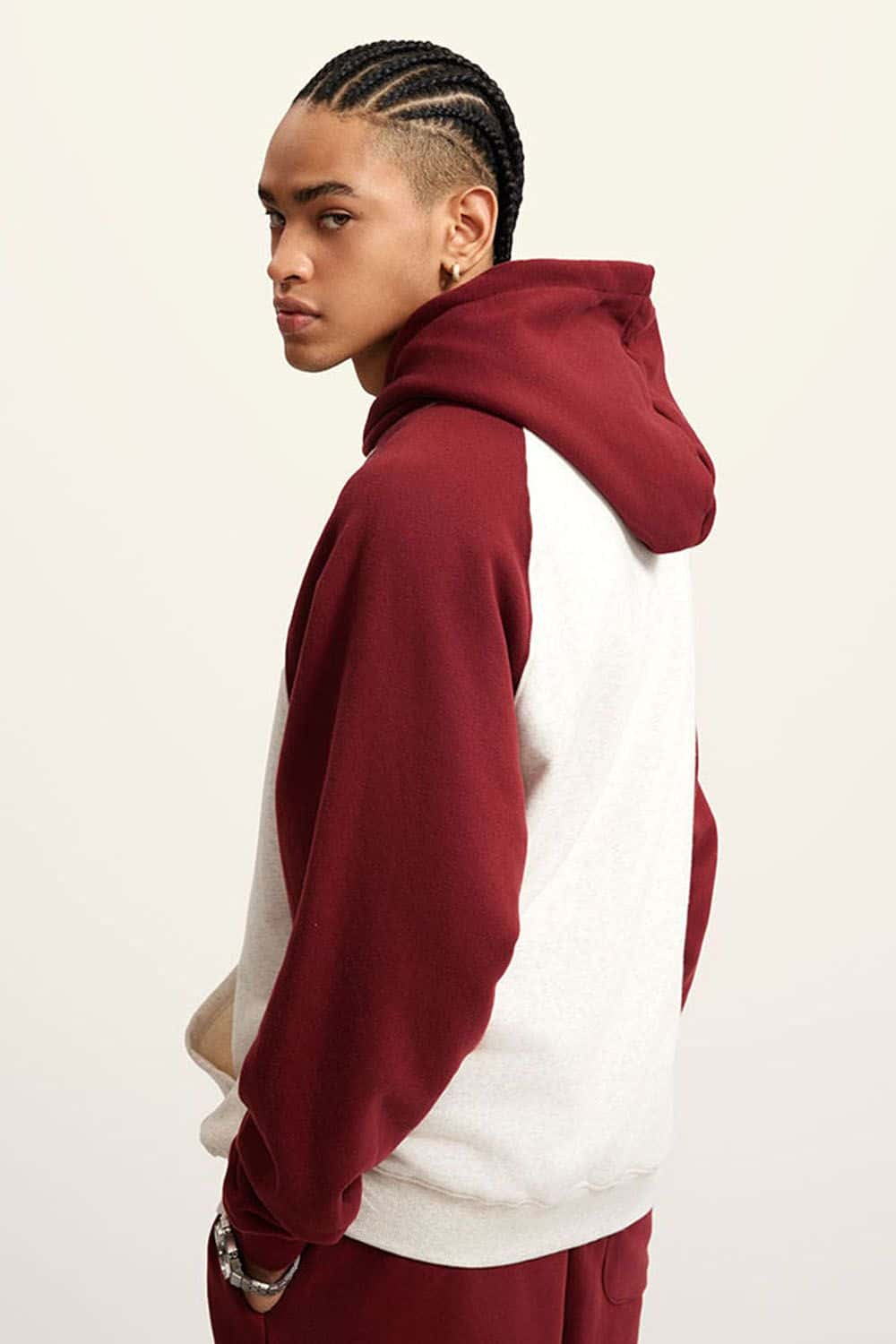 Heavyweight Color Block Drop Shoulder Fleece Hoodie