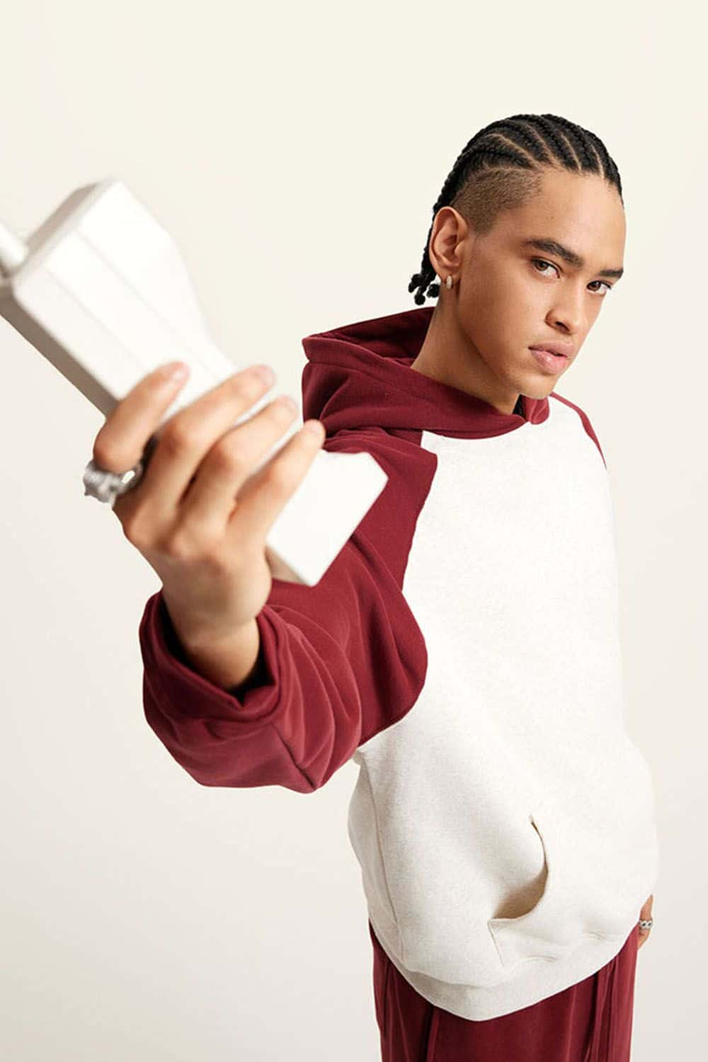 Heavyweight Color Block Drop Shoulder Fleece Hoodie