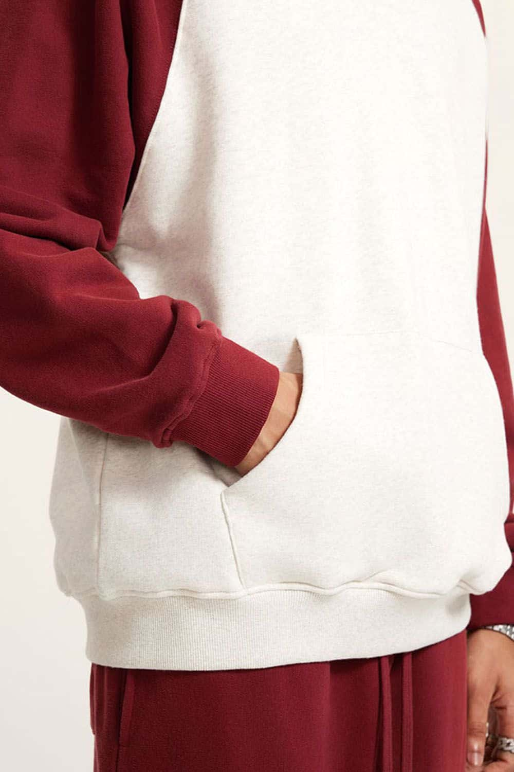 Heavyweight Color Block Drop Shoulder Fleece Hoodie