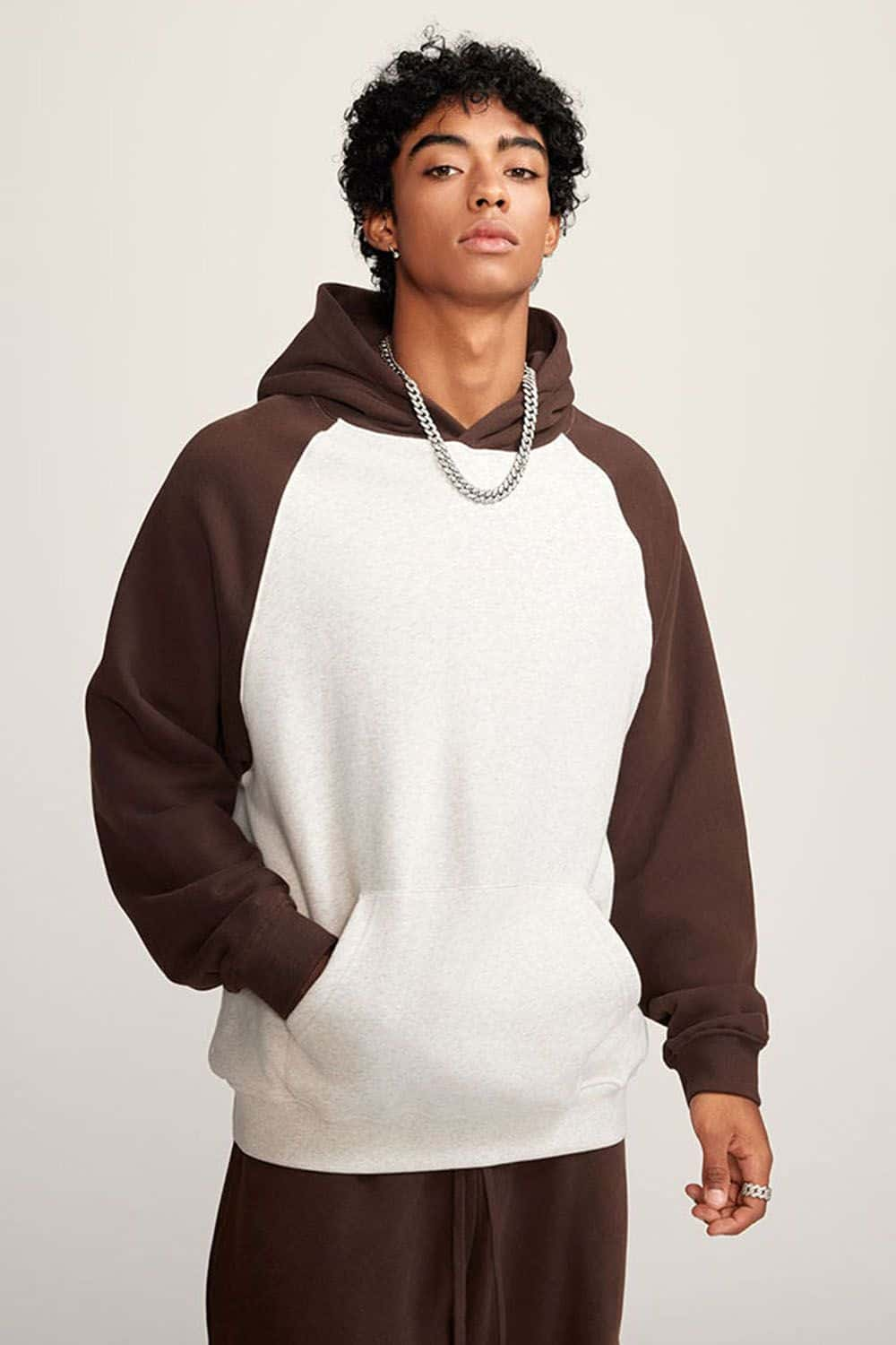 Heavyweight Color Block Drop Shoulder Fleece Hoodie