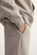 Fleece Lined Relaxed Fit Joggers - Gray Camel