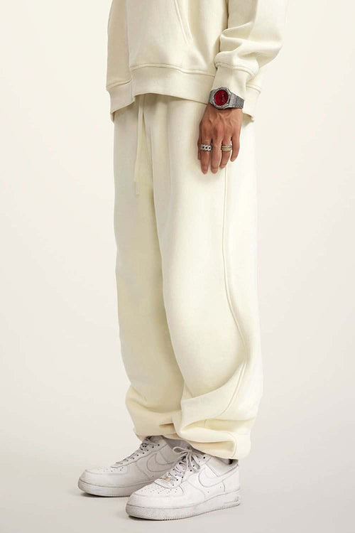 Fleece Lined Relaxed Fit Joggers - Apricot