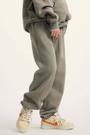 Fleece Lined Relaxed Fit Joggers - Grayish Green