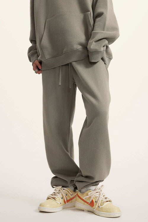 Fleece Lined Relaxed Fit Joggers - Grayish Green