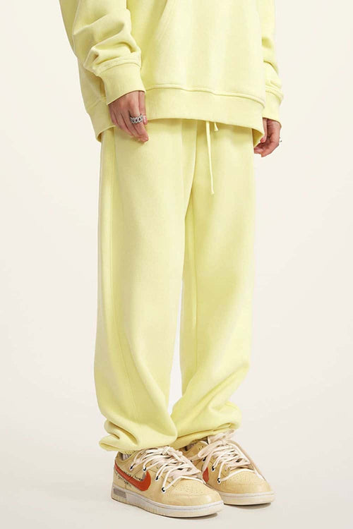 Fleece Lined Relaxed Fit Joggers - Yellow