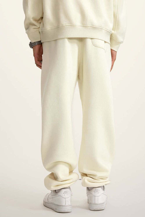 Fleece Lined Relaxed Fit Joggers - Apricot