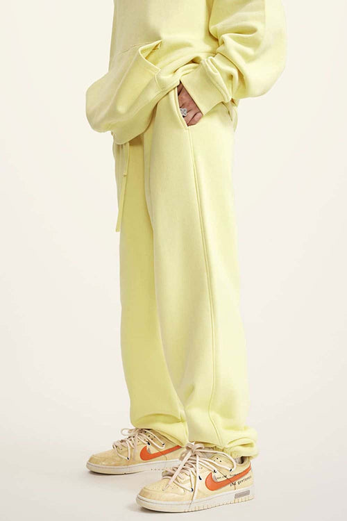 Fleece Lined Relaxed Fit Joggers - Yellow