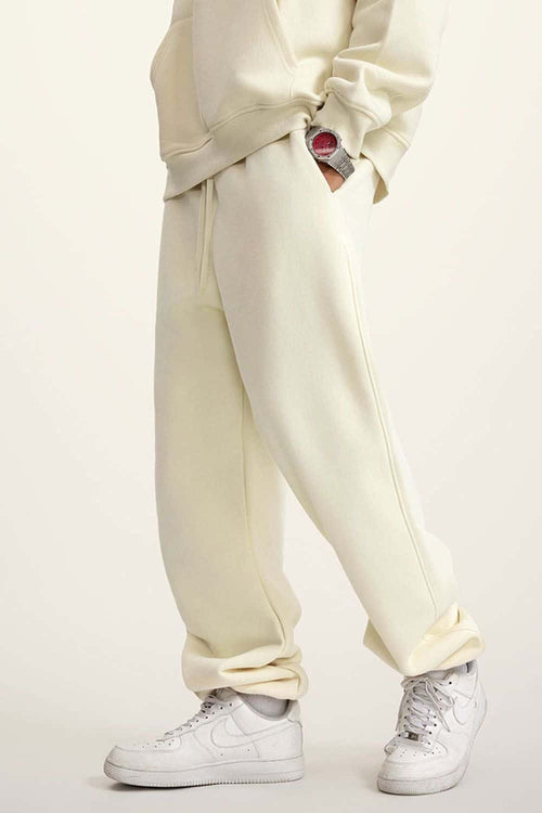 Fleece Lined Relaxed Fit Joggers - Apricot