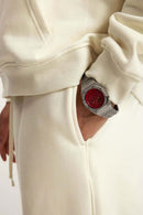 Fleece Lined Relaxed Fit Joggers - Apricot