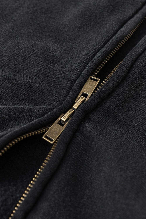 Washed Fleece Zip-Up Hoodie - Fried Snowflakes