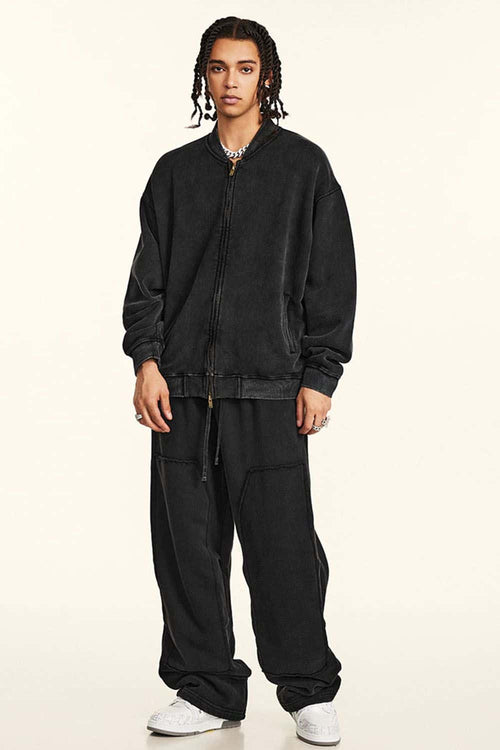 Washed Fleece Zip-Up Hoodie - Fried Snowflakes