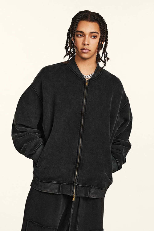 Washed Fleece Zip-Up Hoodie - Fried Snowflakes