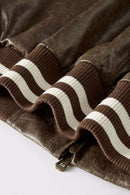 Waxed Washed Faux Leather Jacket - Brown