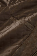 Waxed Washed Faux Leather Jacket - Brown
