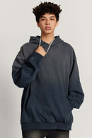 Ultra-Heavyweight Gradient-Wash Distressed Hoodie in Royal Blue - front modeled view