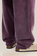 Heavyweight Fleece Wide-Leg Sweatpants - Plum Purple