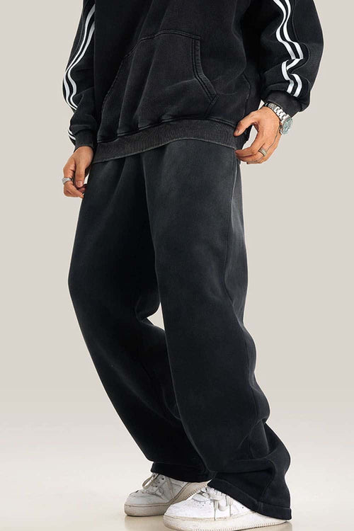 Heavyweight Fleece Wide-Leg Sweatpants - Black