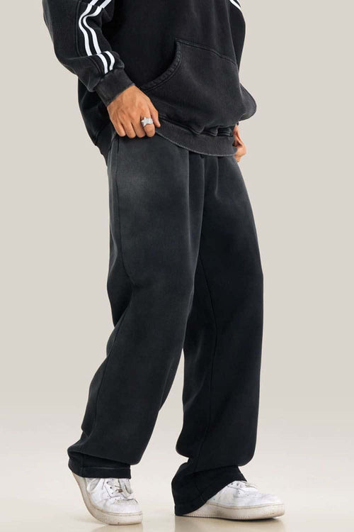 Heavyweight Fleece Wide-Leg Sweatpants - Black