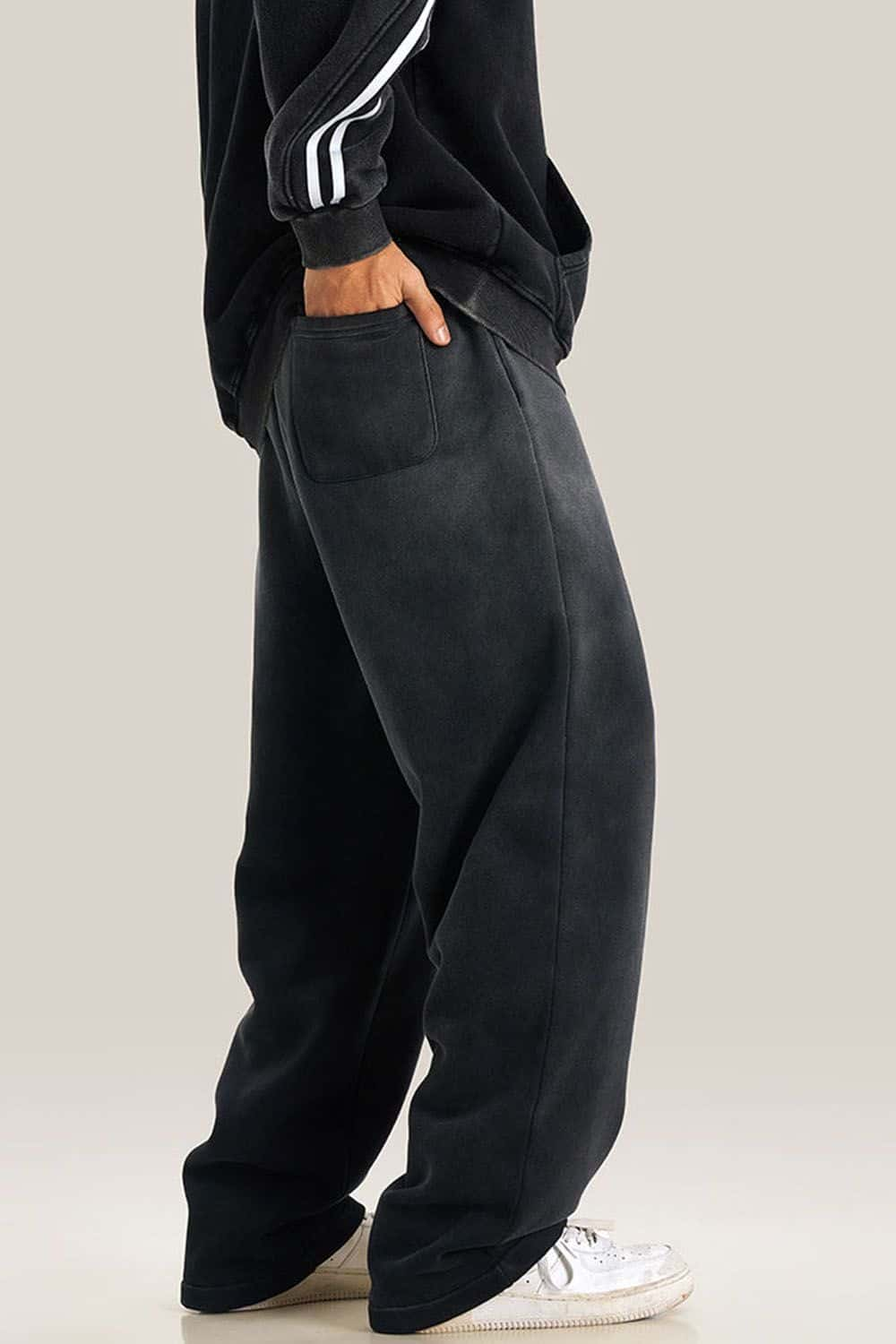 Fleece-Lined Thick Wide-Leg Streetwear Sweatpants