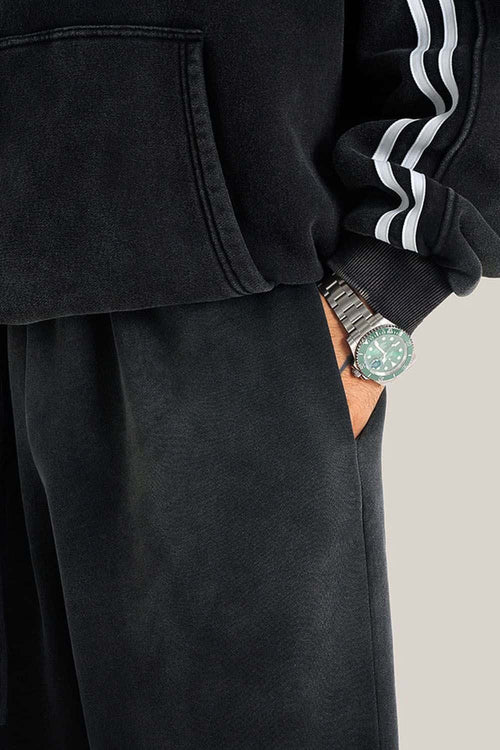 Heavyweight Fleece Wide-Leg Sweatpants - Black