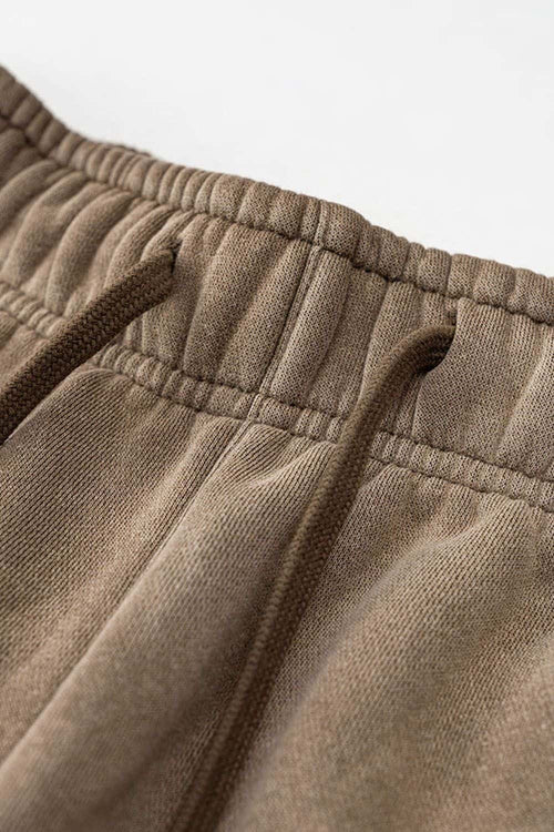 Heavyweight Fleece Wide-Leg Sweatpants - Brown