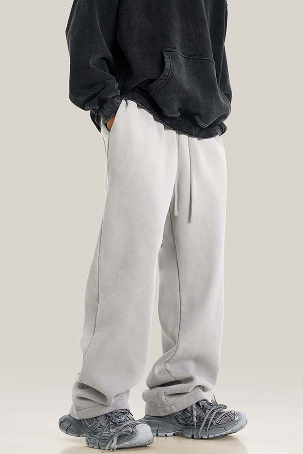 Fleece-Lined Thick Wide-Leg Streetwear Sweatpants