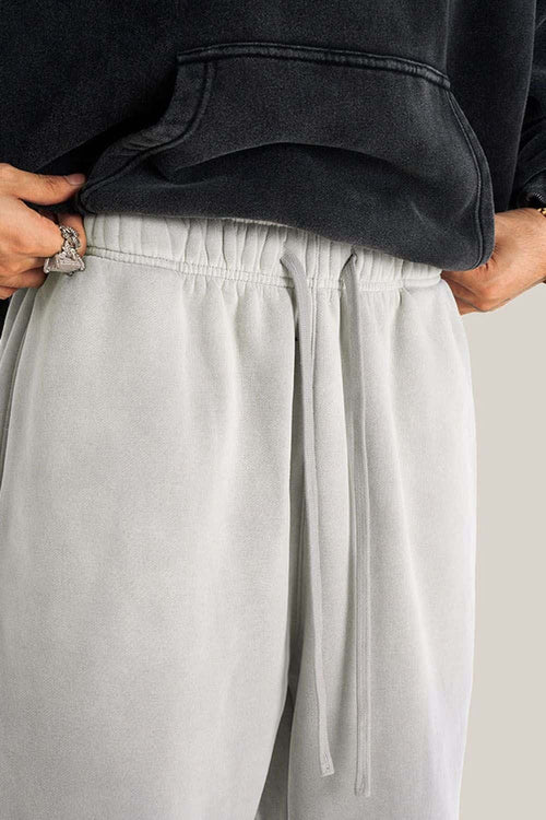 Heavyweight Fleece Wide-Leg Sweatpants - Light Gray