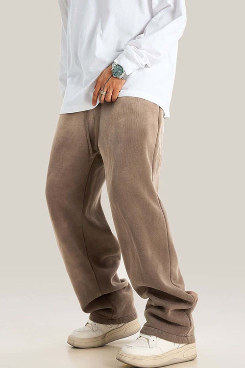 Heavyweight Fleece Wide-Leg Sweatpants - Brown
